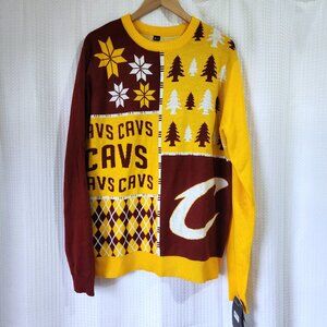 Cleveland Cavaliers Sweater Size XL NBA Christmas Knit Red Blue Snowflakes NWT
